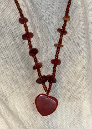 Bordo Uzun Boncuklu Bohem Kadın Kolye - Görsel 2