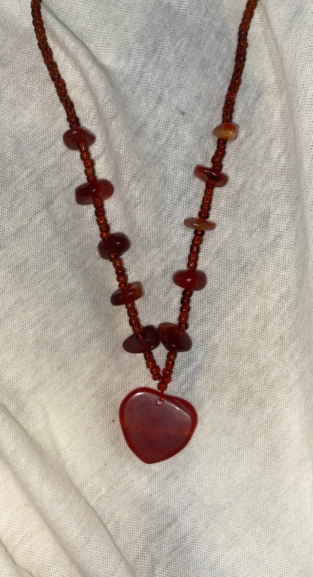 Bordo Uzun Boncuklu Bohem Kadın Kolye - Görsel 2