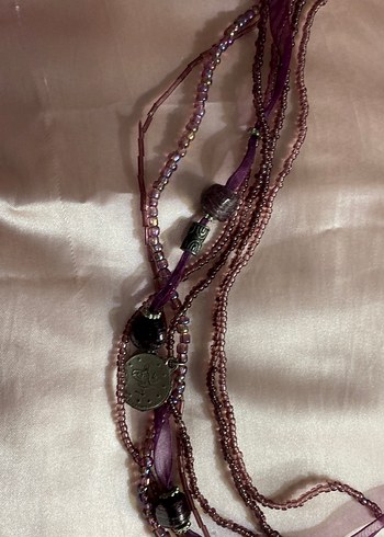 Mor Boncuklu Uzun Bohem Kadın Kolye - Görsel 3