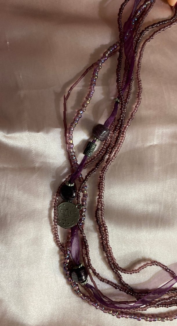 Mor Boncuklu Uzun Bohem Kadın Kolye - Görsel 3