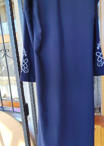 Nakışlı Lacivert Uzun Kadın ferace - Görsel 3