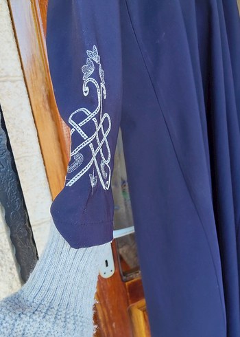 Nakışlı Lacivert Uzun Kadın ferace - Görsel 5