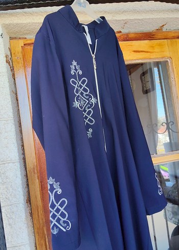 Nakışlı Lacivert Uzun Kadın ferace - Görsel 4