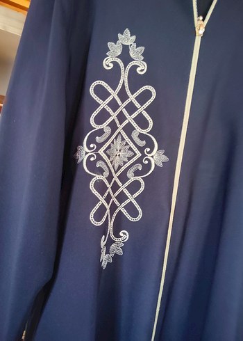 Nakışlı Lacivert Uzun Kadın ferace - Görsel 2