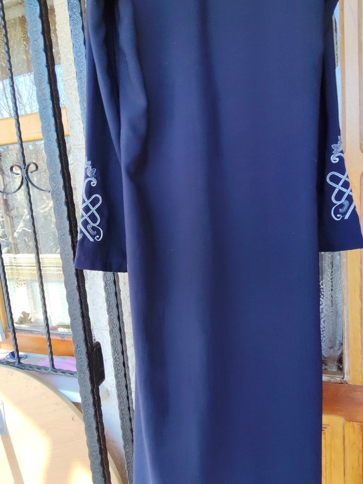 Nakışlı Lacivert Uzun Kadın ferace - Görsel 3