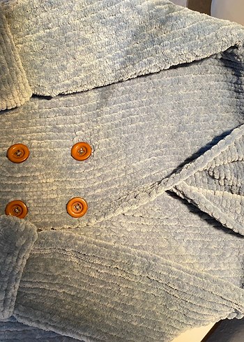 Düğmeli Mavi erkek bebek hırkası - Görsel 4