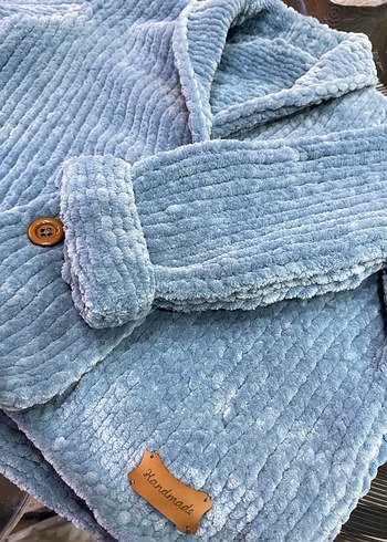 Düğmeli Mavi erkek bebek hırkası - Görsel 2