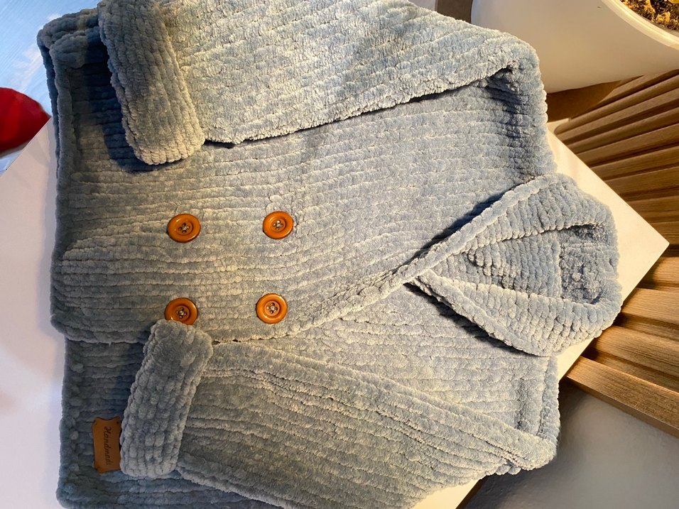 Düğmeli Mavi erkek bebek hırkası - Görsel 4