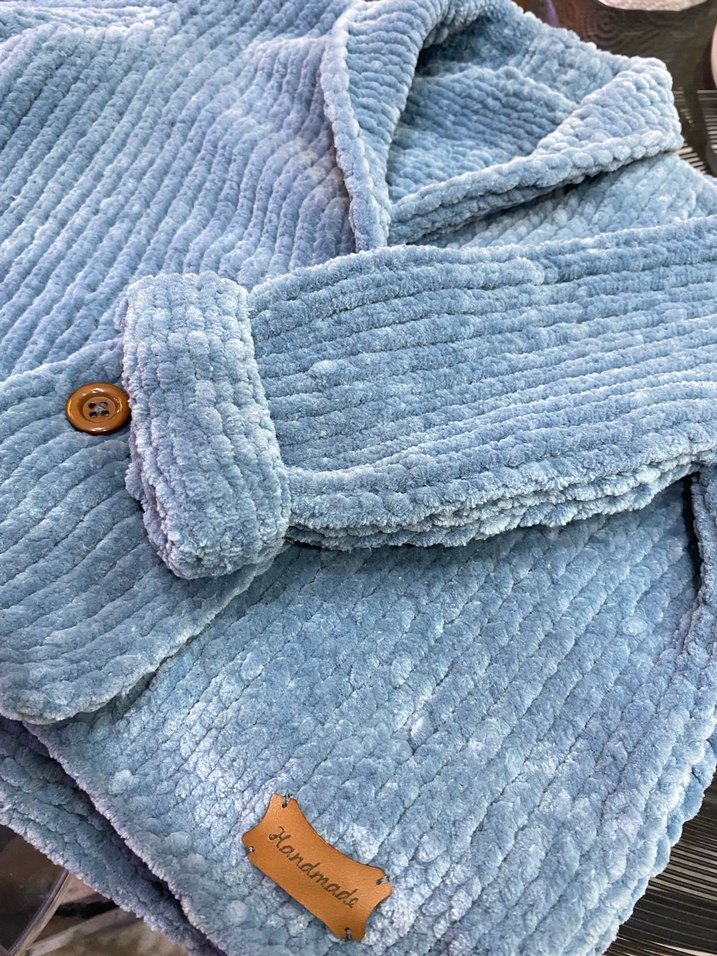 Düğmeli Mavi erkek bebek hırkası - Görsel 2