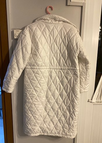 Düğmeli Beyaz Midi Kadın Ceket - Görsel 5