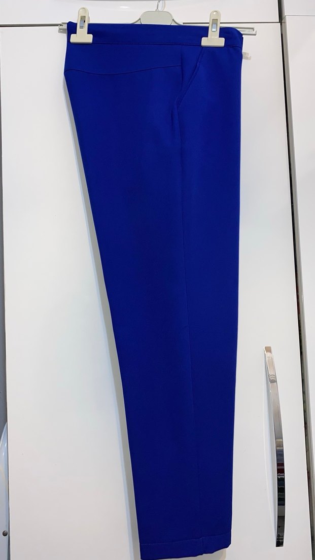 Mavi Kadın Piliseli Kumaş Pantolon - Görsel 2