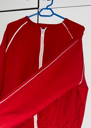 Kadın Kırmızı Fermuarlı Ceket - Görsel 2