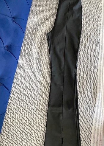 Kadın Siyah ispanyol paça deri tayt - Görsel 5