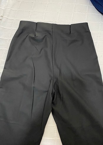 Kadın Siyah ispanyol paça deri tayt - Görsel 4