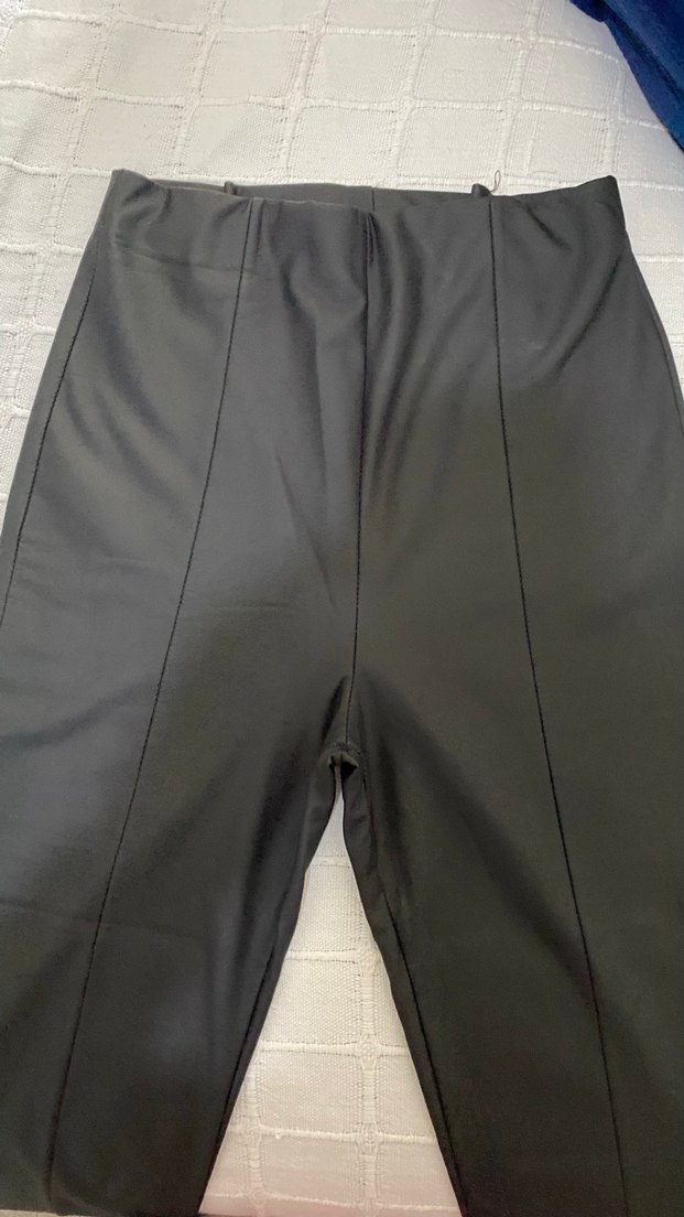 Kadın Siyah ispanyol paça deri tayt - Görsel 2