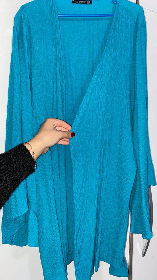 Turkuaz kimono Uzun Bohem Kadın - Görsel 3
