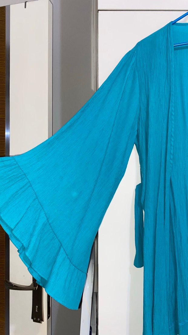 Turkuaz kimono Uzun Bohem Kadın - Görsel 2