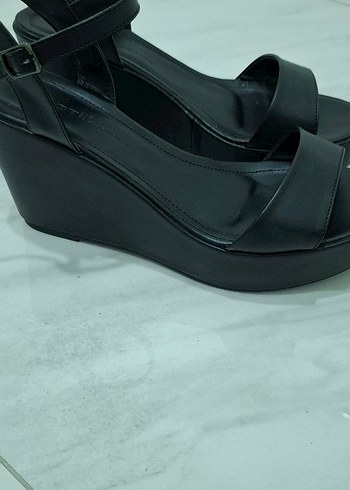 Kadın Siyah platform Topuklu Bantlı ayakkabı - Görsel 2