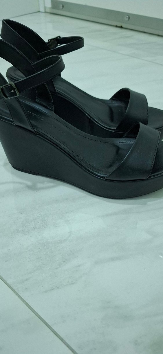 Kadın Siyah platform Topuklu Bantlı ayakkabı - Görsel 2