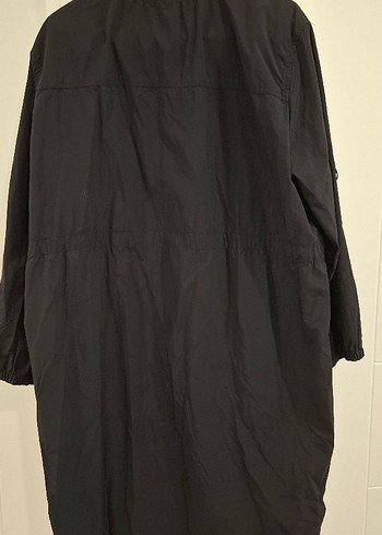 Kadın Siyah Uzun Fermuarlı yağmurluk su geçirmez - Görsel 2