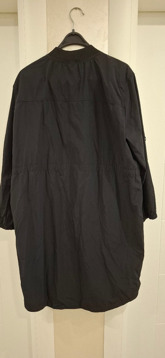 Kadın Siyah Uzun Fermuarlı yağmurluk su geçirmez - Görsel 2