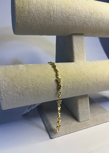 Zincir Detaylı Altın Renkli Yılan Desenli Bileklik - Görsel 4