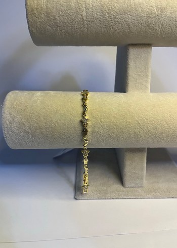 Zincir Detaylı Altın Renkli Yılan Desenli Bileklik - Görsel 5