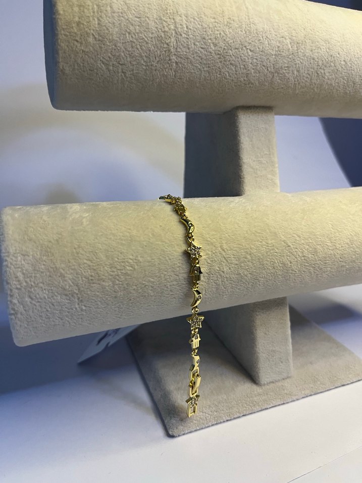 Zincir Detaylı Altın Renkli Yılan Desenli Bileklik - Görsel 4