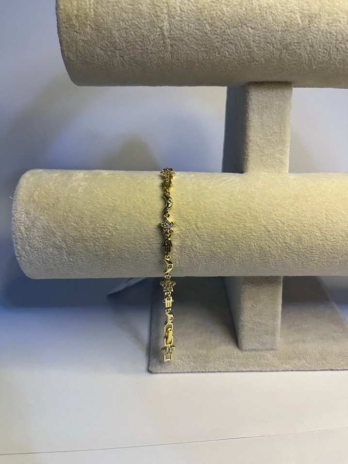 Zincir Detaylı Altın Renkli Yılan Desenli Bileklik - Görsel 5