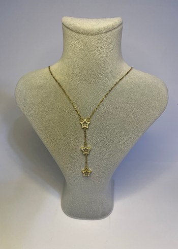 Altın Renkli Zincir Detaylı Midi Kolye - Görsel 2