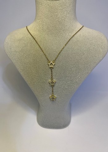 Altın Renkli Zincir Detaylı Midi Kolye - Görsel 3