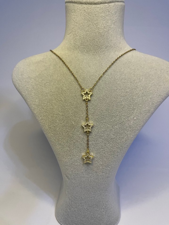 Altın Renkli Zincir Detaylı Midi Kolye - Görsel 4