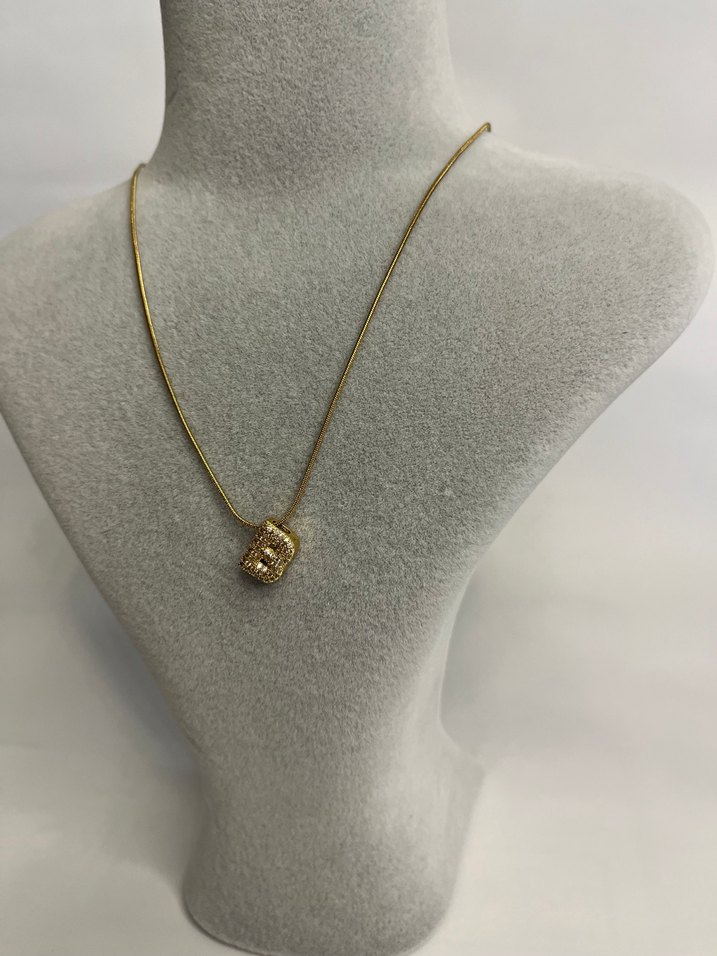 Altın Renk Mini Boncuklu B Harfi Kolye - Görsel 2