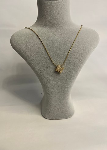 Altın Renk Mini Boncuklu M Harfi Kolye - Görsel 2