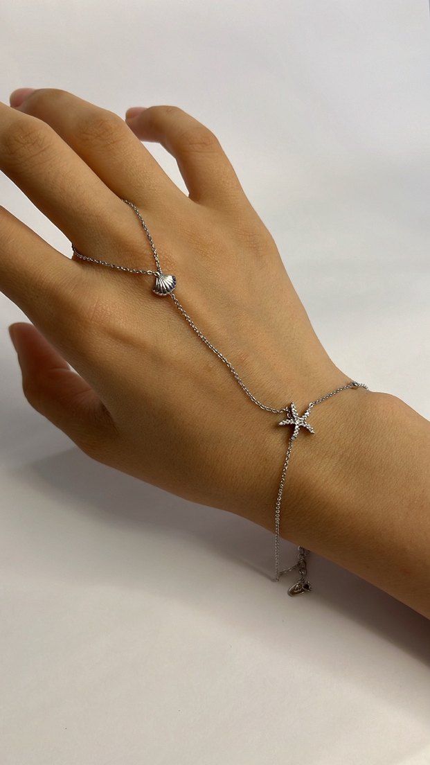 Deniz Temalı İnce Zincirli Kadın El Zinciri - Görsel 2