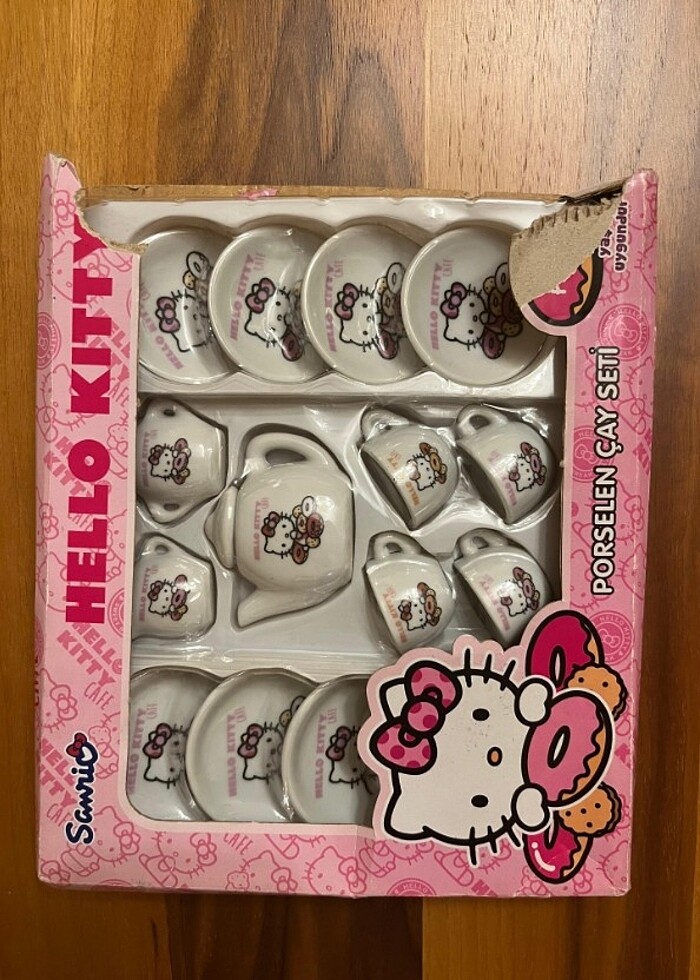 Hello Kitty porselen çay seti oyuncak/süs - Görsel 2