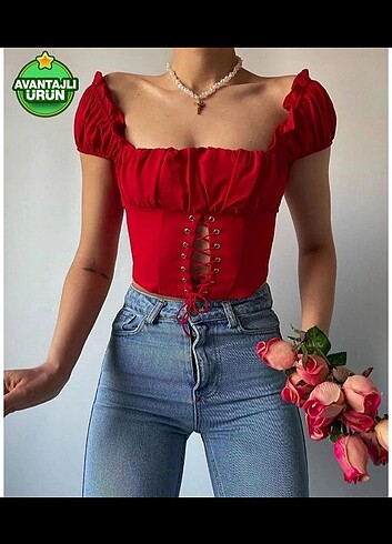 s Beden kırmızı Renk Korseli kırmızı crop büstiyer