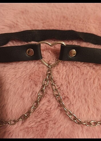 Kalp-zincirli y2k gothic choker kolye - Görsel 3