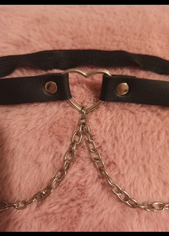 Kalp-zincirli y2k gothic choker kolye - Görsel 3