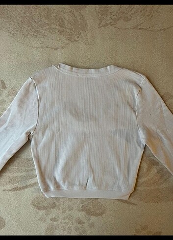 Beyaz basic crop bluz - Görsel 3