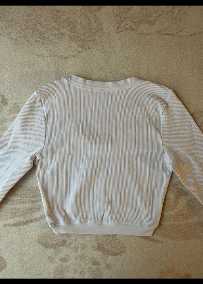 Beyaz basic crop bluz - Görsel 3
