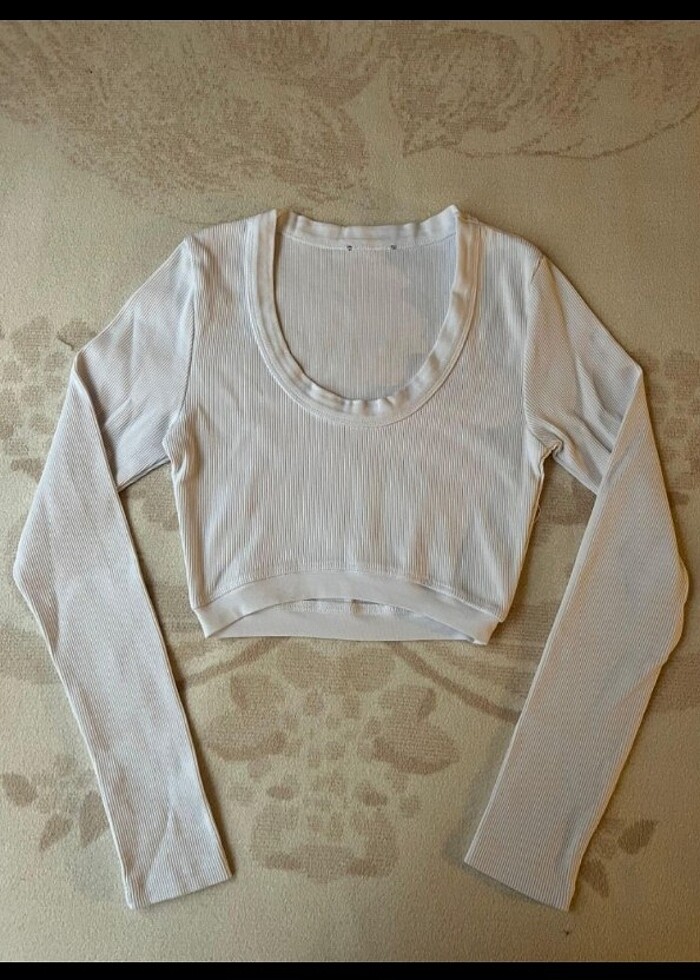 Beyaz basic crop bluz - Görsel 2