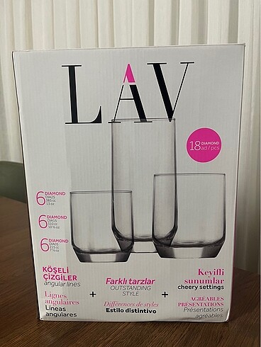 Lav LAV DİAMOND 18 PARÇA BARDAK SETİ
