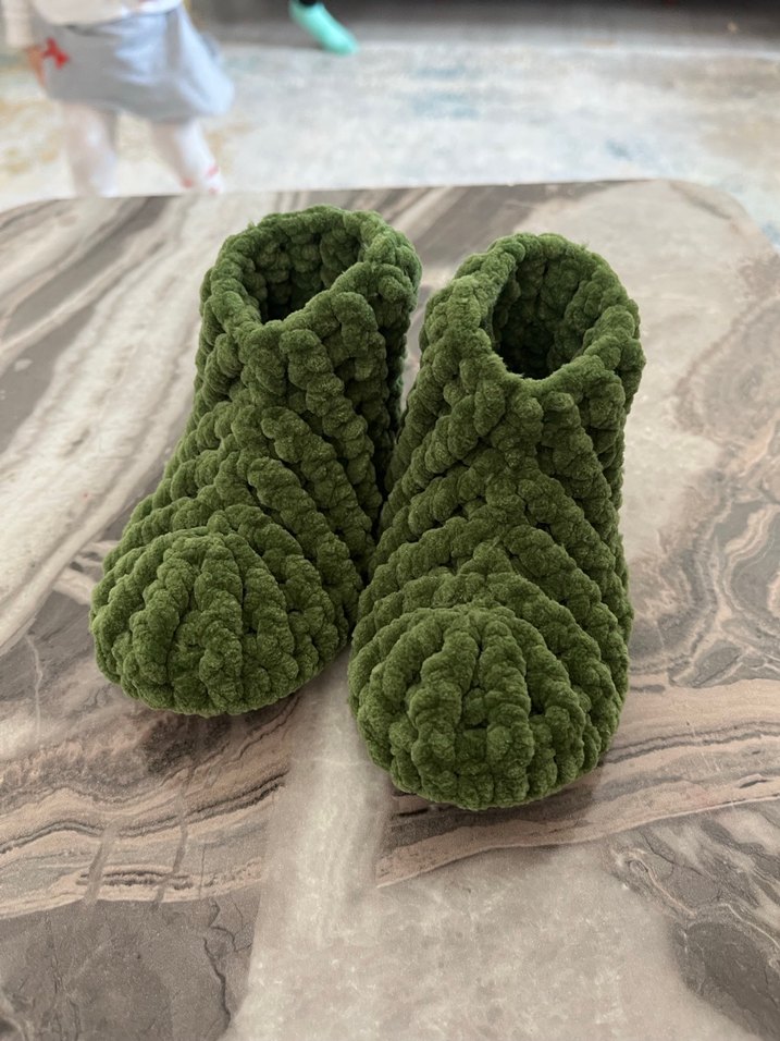 Yeşil Örgü Kız Çocuk Sıcak Ev Terliği - Görsel 2