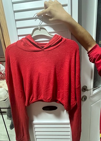 Kız Çocuk Kırmızı Uzun Kollu Sweatshirt ve Tayt - Görsel 3