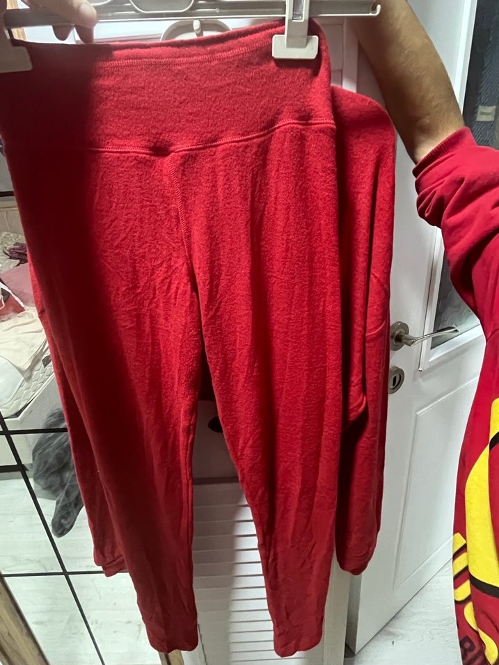 Kız Çocuk Kırmızı Uzun Kollu Sweatshirt ve Tayt - Görsel 2