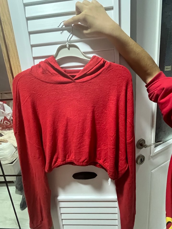 Kız Çocuk Kırmızı Uzun Kollu Sweatshirt ve Tayt - Görsel 3