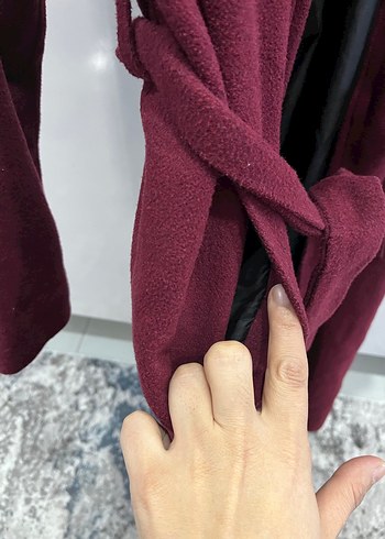 Bordo Uzun Kadın Kaban astarlıdır S mol beden M Ve L bedenede ol - Görsel 5