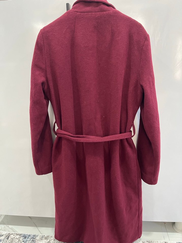 Bordo Uzun Kadın Kaban astarlıdır S mol beden M Ve L bedenede ol - Görsel 4