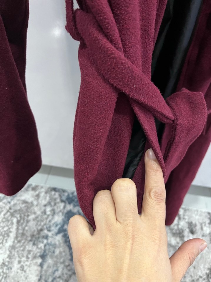 Bordo Uzun Kadın Kaban astarlıdır S mol beden M Ve L bedenede ol - Görsel 5